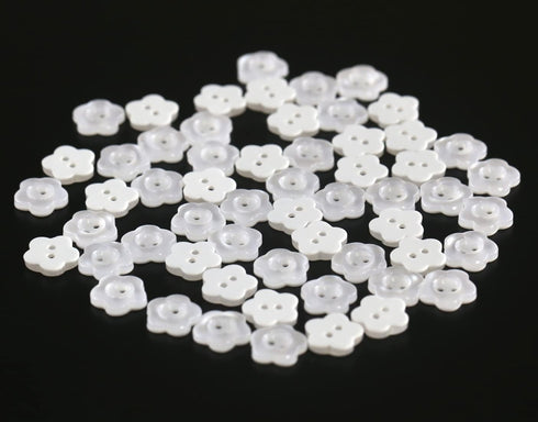 200pcs 12.5mm (1/2 inch) Flower Shape Buttonss Translucent White Resin Button for Sewing Blouse Shirt DIY Scrapbooking Pack of 200pcs...