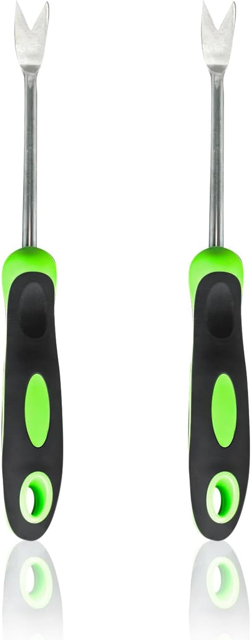 2Pcs Garden Hand Weeder Tool Dandelion Weed Puller Tool with Ergonomic Handle Stainless Steel Gardening Weeding Tools Garden Weed Removal Tool for...