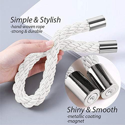 NICEEC 2 Pack Strong Magnetic Curtain Tiebacks Modern Simple Style Drape Tie Backs Convenient Decorative Weave Rope Curtain Holdbacks for Thin or ...