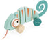 Janod - Tropik Pull-Along Chameleon - Wooden Early-Learning Toy - Silent Wheels - Educational Walking and Balancing Toy - Water-Based Paint - 1 Ye...