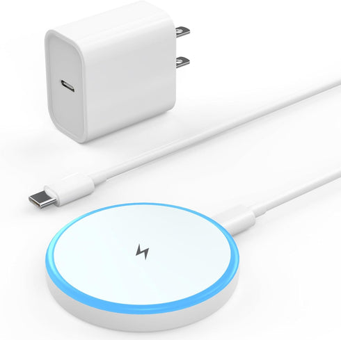 Magnetic Wireless Charger, 20W Power Adapter with Wireless Mag-Safe Charging Pad and 6 FT USB-C to C Cable for iPhone 15 14 13 12 Series/AirPods 3...