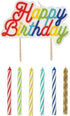 Vibrant Multi-Colored Birthday Candle Set with Large "Happy Birthday" Pick - (Pack of 13) - Premium Quality & Eye-Catching Design - Great for All ...