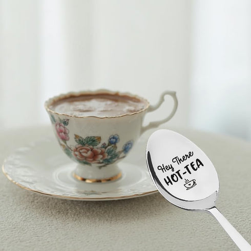 Hey There Hot Tea Spoon for Women Men Christmas Birthday Gifts for Tea Lover Best Friend Mom Dad Xmas Presents for Husband Boyfriend Him Valentine...