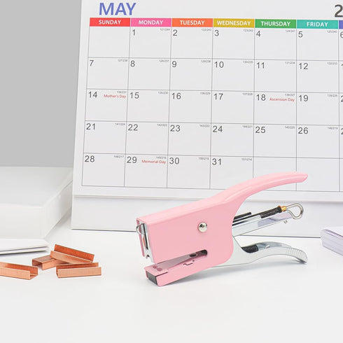 Hand Held Plier Stapler Mini Manual Pink Stapler Metal Handheld Plier Stapler Desktop Cute Staplers No.10 Staples 25 Sheet Capacity for Desk Home ...
