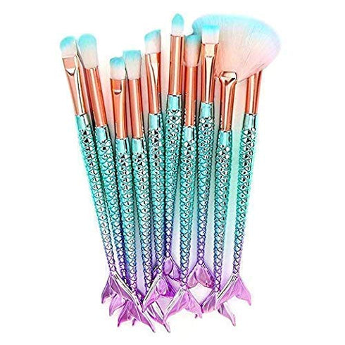Funfunman Makeup Brushes 11PCS Make Up Foundation Eyebrow Eyeliner Blush Cosmetic Concealer Brushes(Mermaid Colorful)...