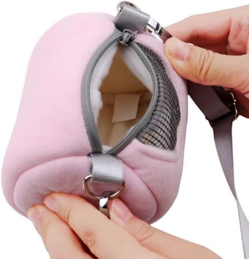 Hamster Travel Carrier Bag Round Crossbody Bag Portable Hamster Pet Bag Handbag with Adjustable Single Shoulder Strap Small Pet Supplies(Pink)...