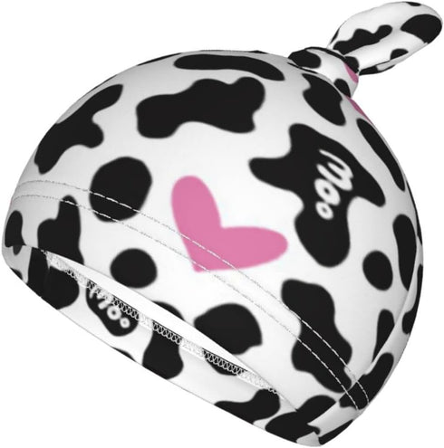 Cow Print Pink Heart Baby Stuff Newborn Swaddle and Hat Set Stretchy Soft Funny Baby Receiving Blanket Gifts for Infant Baby Boy Girl...