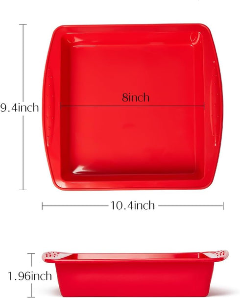 8 inch Silicone Square Cake Pan Nonstick Silicone Cake Molds, Silicone Brownie baking molds for Brownie, Cake, Bread, Pie and Lasagna (2 packs)...