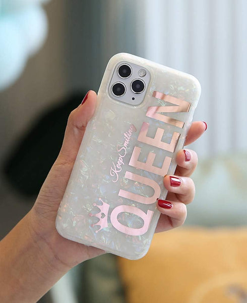for iPhone 11 Pro Max Case Glitter Sparkling Women Girls Rose Gold Queen Print Girly Design, Soft TPU Silicone Hybrid Protective Sparkle Slim Cove...
