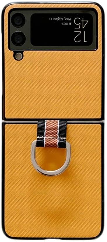 Lunivop Compatible with Samsung Galaxy Z Flip 3 5G Case Metal Ring Ultra Slim Cover Hard Plastic PU Leather Shockproof Phone Case Fashion (for Gal...