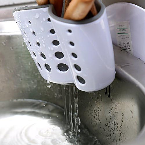 Sink Caddy Sponge Holder Soap Holder, Eunion Plastic Saddle Faucet Caddy Desk Organizer Pen Holder...
