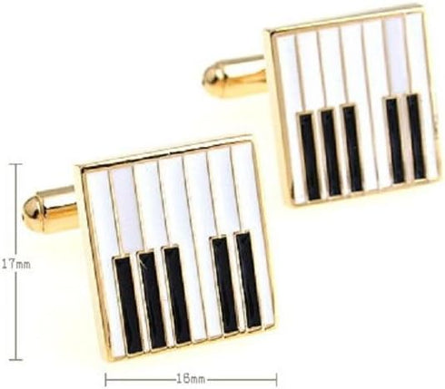 Piano Keys Music Pair Cufflinks in a Presentation Gift Box & Polishing Cloth...