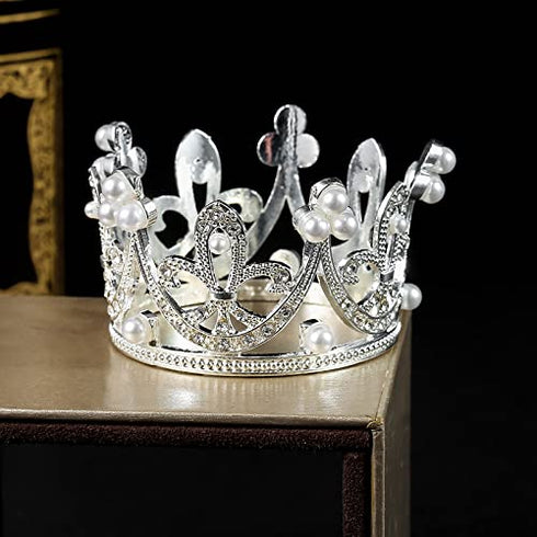Pearl Crystal Princess Crown - Mini Rhinestone Bridal Wedding Newborn Baby Crown - Silver...