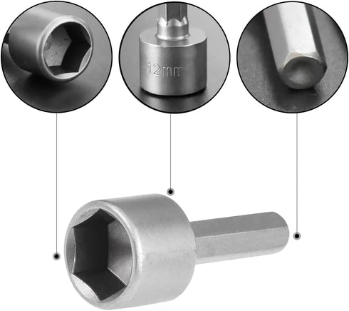 14Pcs Power Nut Driver Drill Bit Set Chrome-Vanadium Steel Quick Change Metric Socket Wrench Screw 1/4 inch Hex Shank Pneumatic Screw Sleeve House...