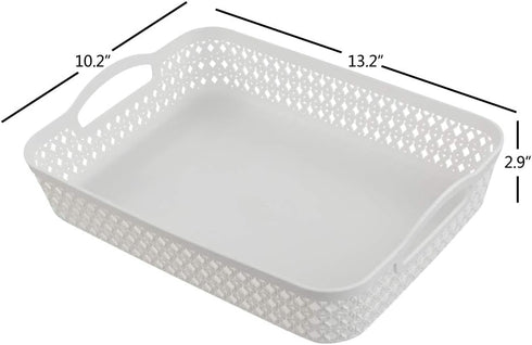 White Plastic Storage Basket Tray, Pack for 6 (Large)...