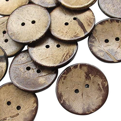 Chenkou Craft 100pcs 1 1/4"(30mm) Brown Natural Coconut Shell Coco Button 2 Holes Craft Clothe Sewing (1 1/4"(30mm))...