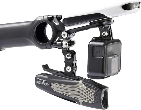 Out Front Mount Compatible with Garmin Edge Wahoo Elemnt Bryton Stages Hammerhead Adjustable Combo Mount for Double Gopro...