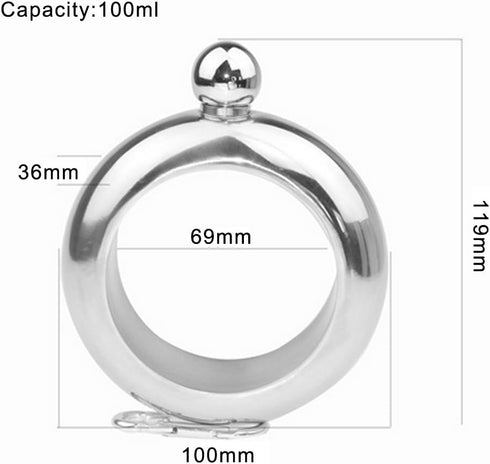 3.5oz Smooth Stainless Steel Portable Bracelet Hip Flask for Storing Whiskey/Alcohol (Gold + Rhinestones Lid)...