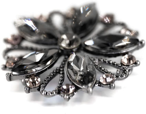 10 pcs Black Hollow Metal Flower Rhinestone Petals Sewing Coat Buttons -40mm -11/2"...