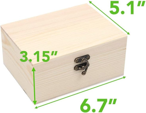 (1-Pack Unfinished Unpainted Wooden Box with Hinged Lid for Crafts DIY Storage Jewelry Plain Pine Box - Small 6.7"x5.1"x3.1"...