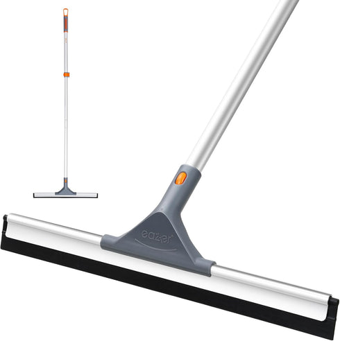 eazer Floor Squeegee Broom: Heavy Duty Scrubber with Extendable 50.3'' Aluminum Pole and Rubber Blade for Kitchen, Swimming Pool, Concrete Floors,...