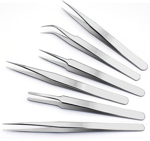6PCS Tweezers Set, Stainless Steel Tweezers Set Kit for DIY...