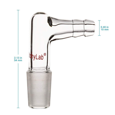 stonylab Glass 90 Degree Vacuum/Gas Adapter, Borosilicate Glass Bent Inlet Adapter with 14/20 Inner Joint and Hose for Laboratory Lab Supply...