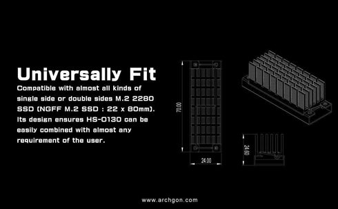 SSD Heatsink M.2 2280 NVMe SSD Aluminium Heatsink Cooler with Thermal Pads for PCIE NVMe M.2 SSD, SATA M.2 SSD (Black HS-0130)...