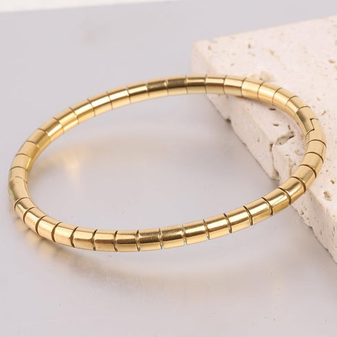 Jude Jewelers 5mm Width Stainless Steel Classic Simple Plain Grooved Style Stackable Bangle Bracelet...