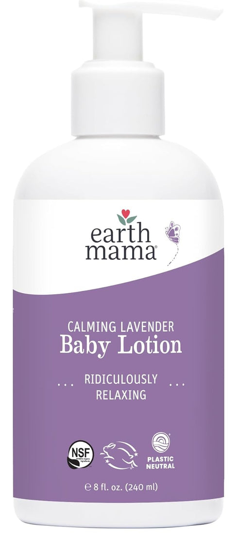 Earth Mama Calming Lavender Baby Lotion for Dry Skin, Calendula Cream for Newborn Skin Care, Organic Moisturizer for Children with Aloe Juice, Roo...