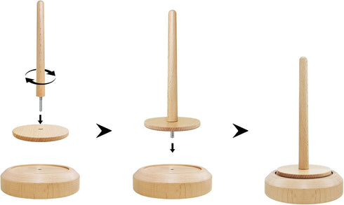 Wooden Yarn Holder Dispenser for Crocheting, Yarn Ball Holder for Knitting, Yarn Spindle Dispenser with Crochet Accessories (Single Ball)...