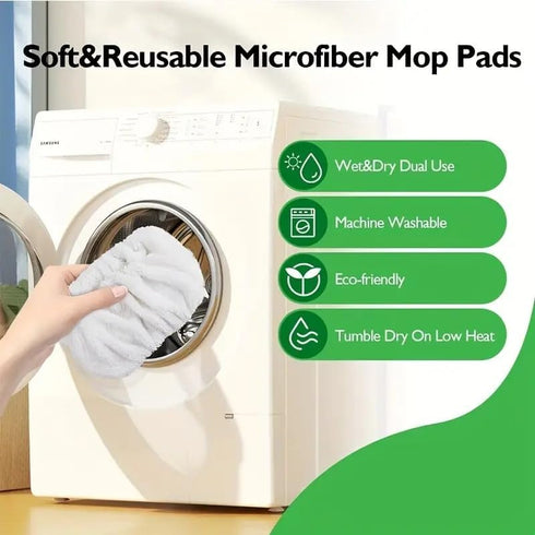 4 Pack Reusable Microfiber Mop Pads for Swiffer Sweeper - Wet & Dry Cleaning Cloths - Mop Head Replacement Washable Refills for Household Floors...