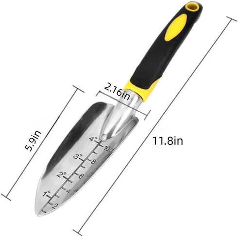 Hand Shovel Garden Trowel Bend Proof and Rust Proof Small Hand Tools for Weeding, Transplanting, Digging,2 Piece Cast-Aluminum Heavy Duty with Sof...
