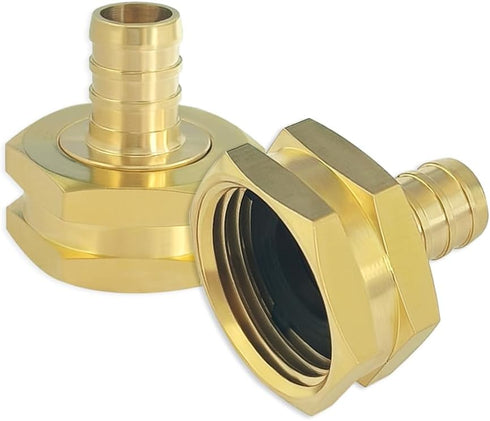 Hooshing 2PCS 3/4" Pex Barb x 3/4" GHT Female Brass Garden Hose Adapters Swivel Connector Fittings for Outdoor Water Hose Pex Tubing...
