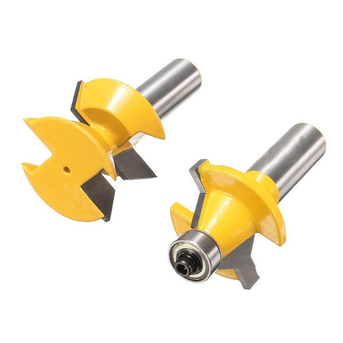 Yakamoz 2Pcs Matched 1/2" Shank Tongue and Groove Router Bit Set 120 Degree Woodworking Groove Chisel Cutter Tool...