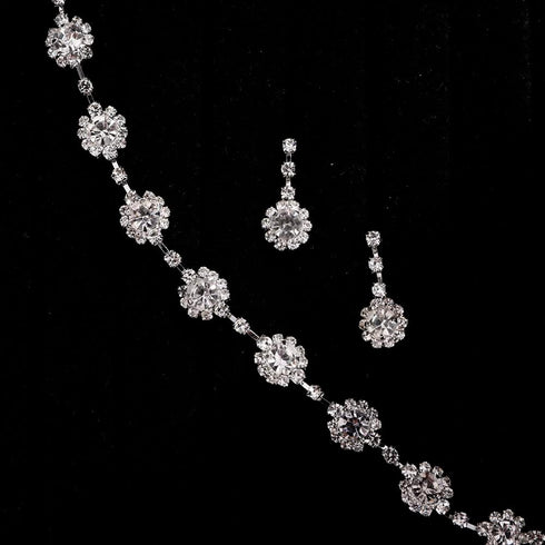 Denifery Bride Silver Bridal Necklace Earrings Set Crystal Wedding Jewelry Set Rhinestone Choker Necklace for Women (Style C)...