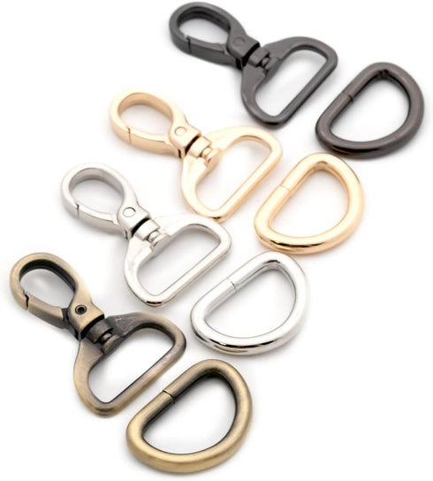 Oval Snap Hooks,with D Rings 8 Sets Purse Hardware Lobster Clasp Keychain Clip Purse Making Accessories (Gunmetal,1 1/4")...