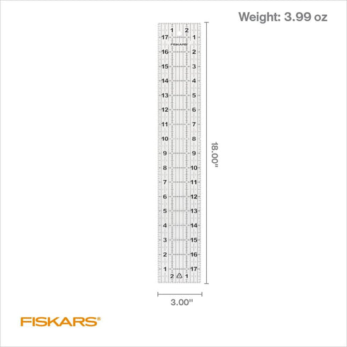 Fiskars Sewing Ruler - 3" x 18" Acrylic Ruler - Sewing and Quilting Ruler with Gridlines - Arts and Craft Supplies - Clear...