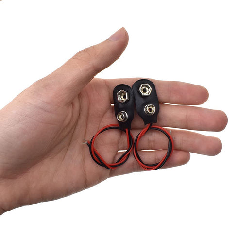 I Type 9V Battery Buckle Snap Connector 15cm Clip Tight Pre Stripped Ends Easy to Solder Access Better Leather Housing 2 Straight Long Cable Wires...