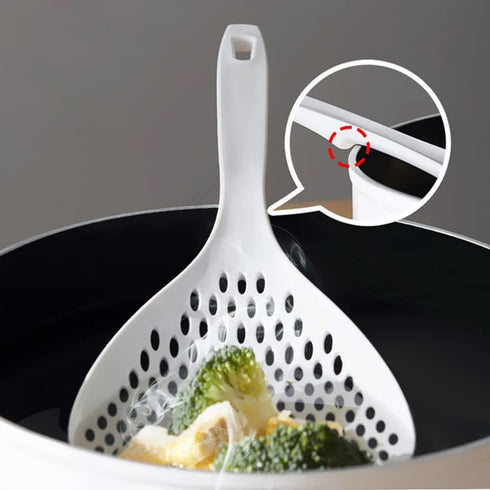 2 Pieces Strainer Scoop Colander Slotted Pasta Spoon Plastic Skimmer Spoon with Handle Food Drain Shovel for Kitchen Cooking, White and Orange 13....