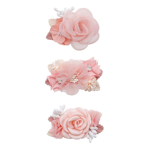 Flower Hair Clips Set for Baby Girl Lightweight Floral Hair Bow Accessories with Boutique Fully Lined Alligator Clip 3pcs for Toddler Teens Gifts...