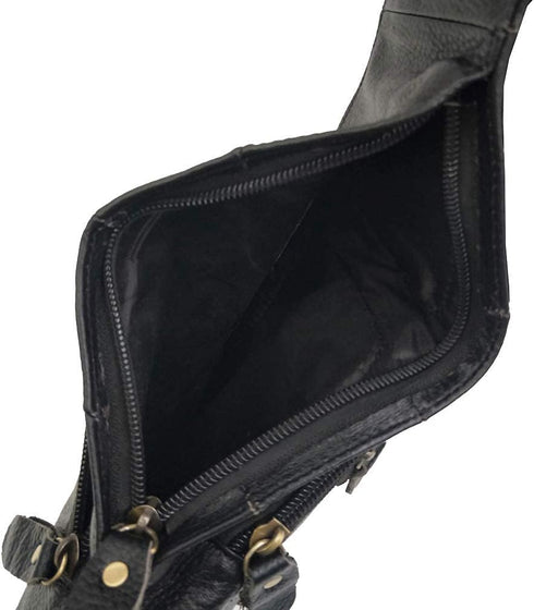 Hebetag Leather Sling Bag Crossbody Backpack for Men Women Travel Outdoor Camping...