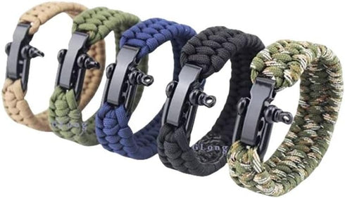 Hewnda 10 Sets Zinc alloy Bow Shackle Umbrella Rope,Adjustable D Umbrella Rope Bracelet Buckle Survival D Shape...