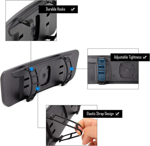 UTSAUTO Rear View Mirror Universal Panoramic Anti-glare Car Interior 12" Rear View Mirror Wide Angle Rearview Mirror with Silicone Strap for Most ...