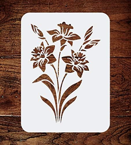 Daffodil Stencil, 6.5 x 9 inch (M) - Spring Flower Floral Perennial Stencils for Painting Template...