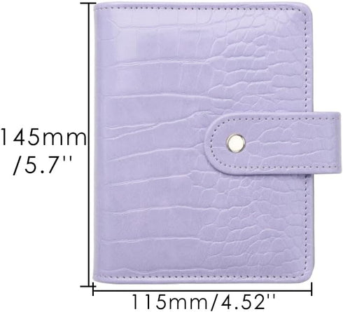 NatSumeBasics A7 Binder Wallet Cash Envelopes Budget Binder Purple Crocodile Pattern Notebook Cover 6 Rings Folders with Snap Button for Organizer...