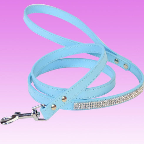Scicalife PU Leather Dog Leash Training Walking Pet Leash Products Colorful Walking Leashes with Sparkly Studded Rhinestone for Cats or Dogs (Blue...