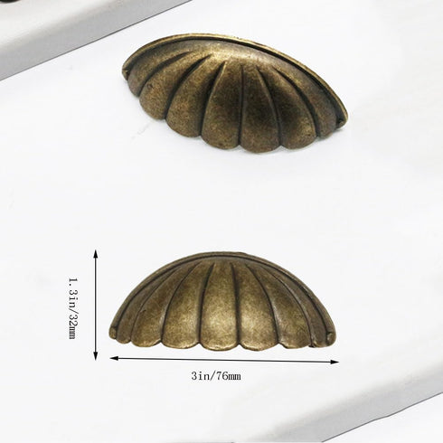 8 Pieces Antique Shell-Shaped Design Bronze Metal Drawer Handles - Vintage Kitchen Cabinets Metal Cabinet Furniture Wardrobe Door Antique Shell Ha...