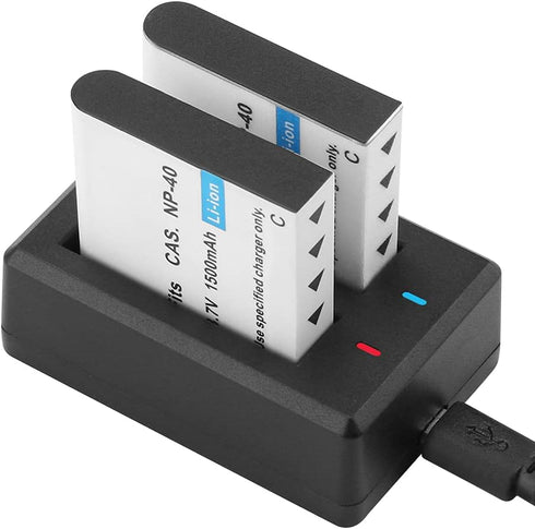 NP-40 Battery Pack, 1500mAh Rechargeable Battery(3-Pack) with USB Dual Charger for Video Camera Camcorders Compatible with Casio NP-40 (Not for Fu...
