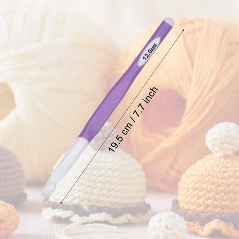 Long Crochet Hook Large Size Crochet Needle QLRFFLJOY 12mm Rubber Handle Crochet Hook DIY Yarn Weaving Tools for Knitting Blankets, Shawl and Carp...